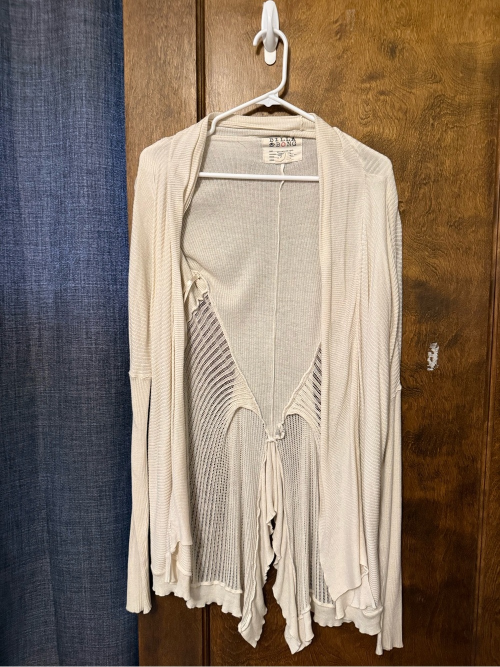 Billabong Cream Open-Weave Knit Cardigan